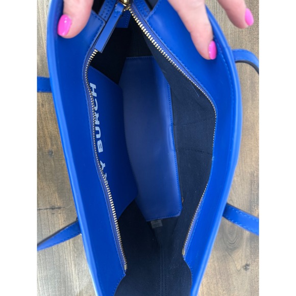 Tory Burch Gemini Link Small Tote Blue Coated Canvas Crossbody Bag Purse Carryon - Picture 8 of 16